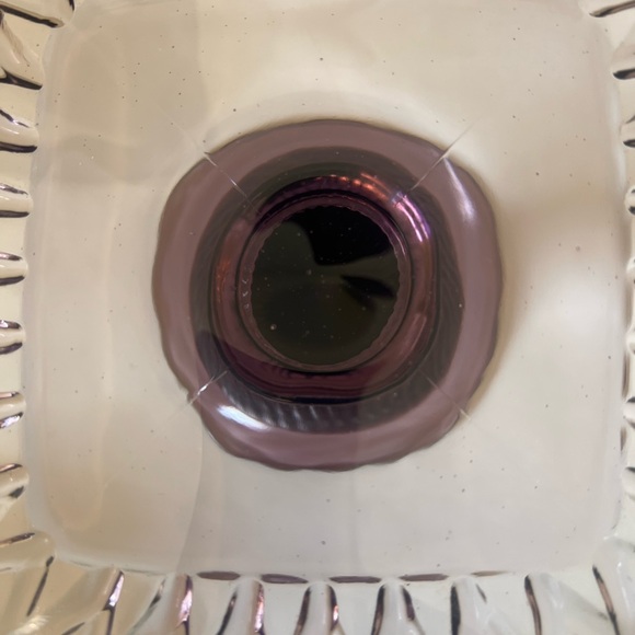 Vintage LE Smith Trellis Lavender Purple Square Pedestal Cake Plate Stand - Picture 9 of 15